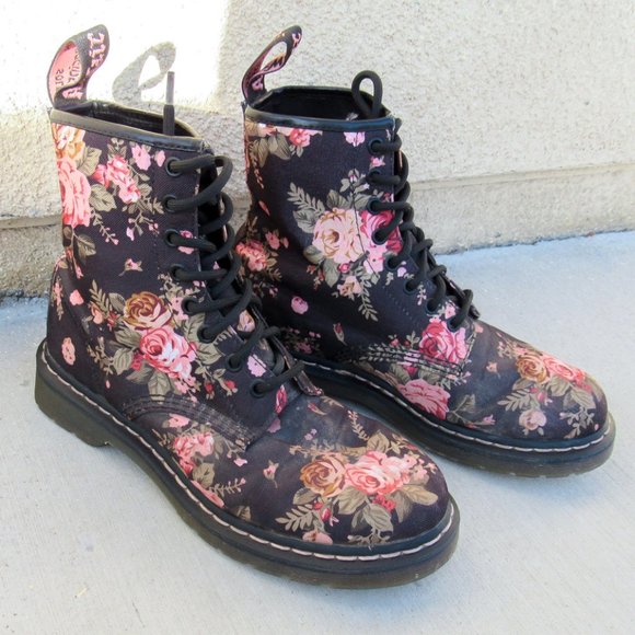 floral doc marten style boots